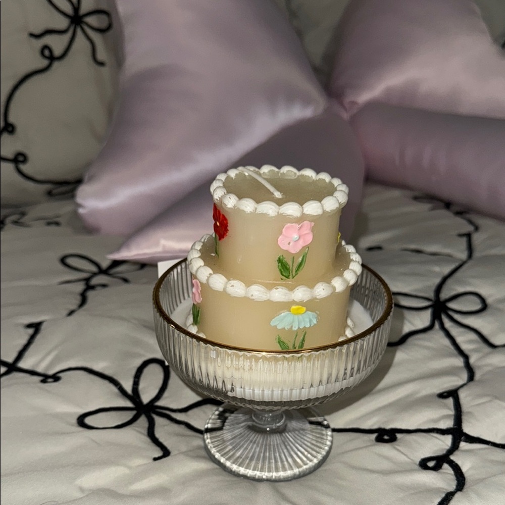 Floral Cream Candle Set